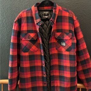 Fox Men's Red and Blue Checkered Shirt Jacket